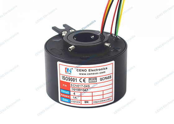 4 सर्किट सिग्नल स्लिप रिंग 600rpm 17mm छेद के माध्यम से उद्योग में उपयोग के लिए