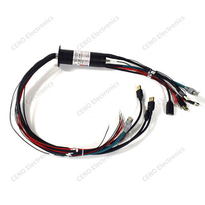 Flange Mount Hybrid Slip Ring with 30A Power and Fiber Optic Transmission